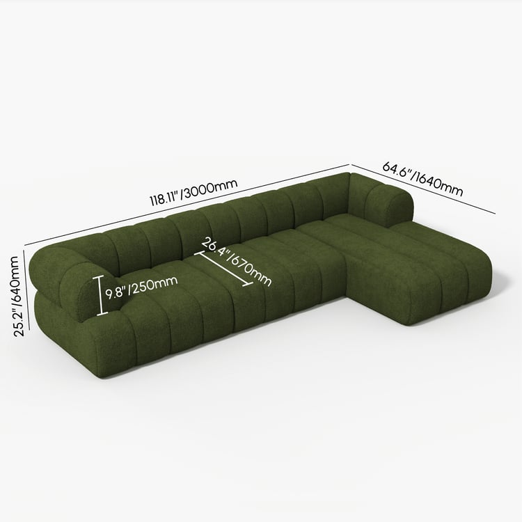 Arboria Chill 3 Piece Channel Chenille Velvet Sectional Sofa