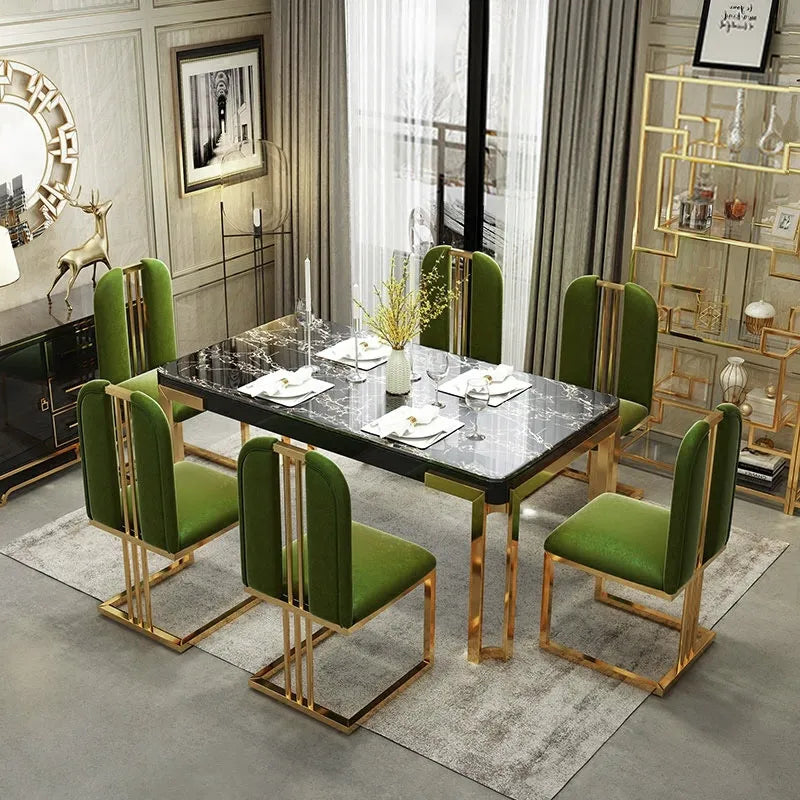 Lyra Royal 6 Seater Dining Table and Chair Combination Set with Tempered Glass Dining Table