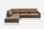 Lasha Leather Tan Chaise Sectional Sofa