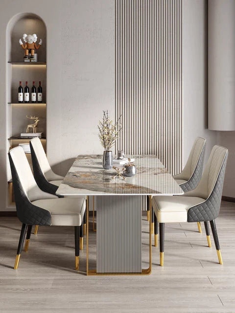 Magnificent Luxury 6 Seater Dining Table In Golden Stainless Steel