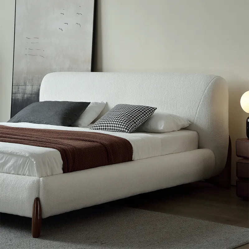 Pearl Modern White Boucle Platform Bed
