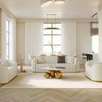 Boss Modern Faux Leather Upholstered 3-Seater Sofa with Gold Legs