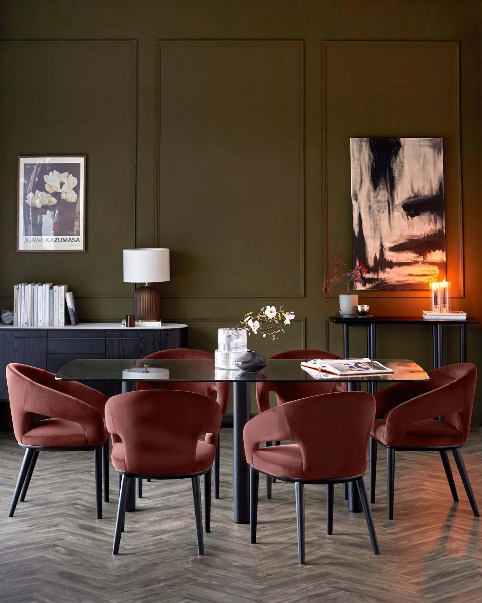 Buggati Modern Minimalist Glass Top Dining Set