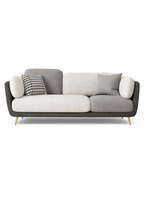 Vanilla Modern Gold Couch: 3-Seater Gray Upholstered Sofa