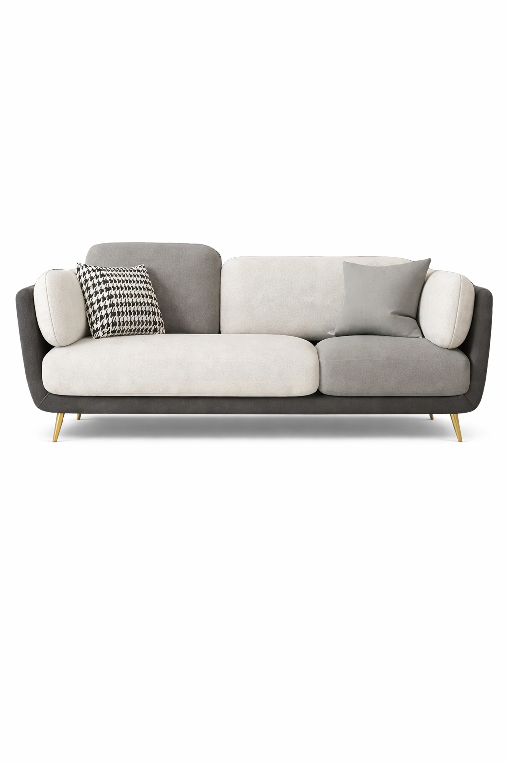 Vanilla Modern Gold Couch: 3-Seater Gray Upholstered Sofa