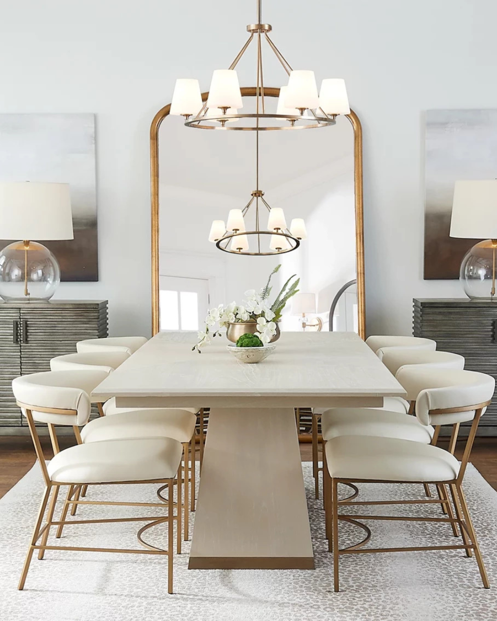 Seno 6 Seater Modern Dining Table In Matt Gold