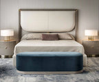 Voguish Modern Trendy  Leatherette Upholstered Off White Bed With Storage In