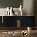 Urbana Modern TV Stand With Marble Top 4 Doors with Storage