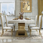 Zephyr Luxurious Gold Stainless Steel Dining Table with Marble Countertop for European Villa-style Large Dining Rooms