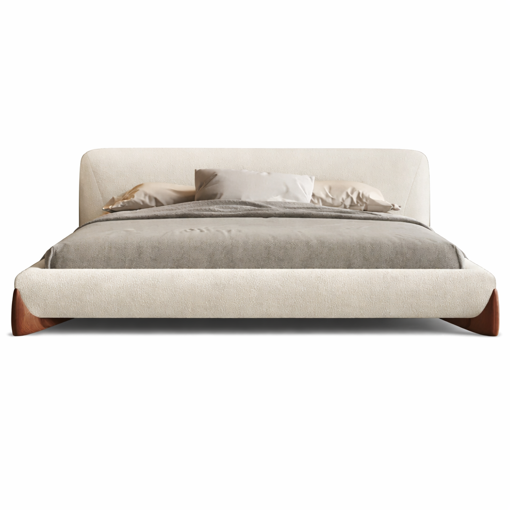 Pearl Modern White Boucle Platform Bed