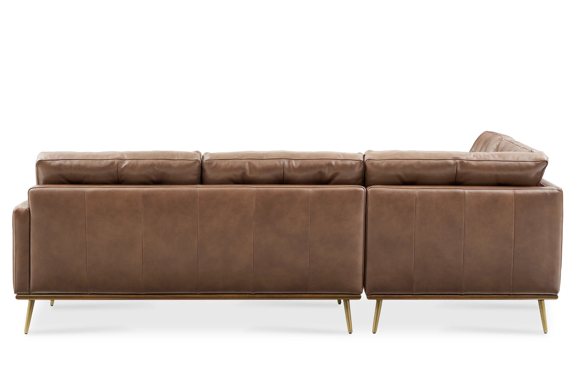Lasha Leather Tan Chaise Sectional Sofa