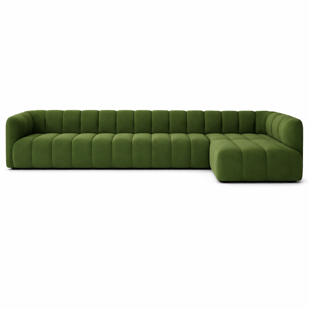 Arboria Chill 3 Piece Channel Chenille Velvet Sectional Sofa