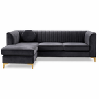 Glitz Modern L Shaped Velvet Sofa