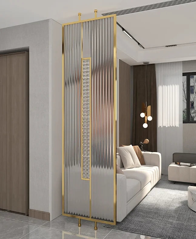 Trama Modern Fluted Glass Metal Partition