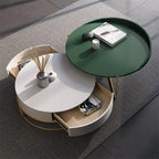 Nestle Modern Round Centre Table with Storage Rotatable Drawers