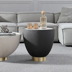 Bongo Modern White & Grey Drum Coffee Table Stone Round Coffee Table