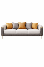 Jumbo Luxury Faux Leather Sofa with 4 Legs Stainless Steel Frame in Gold Finish