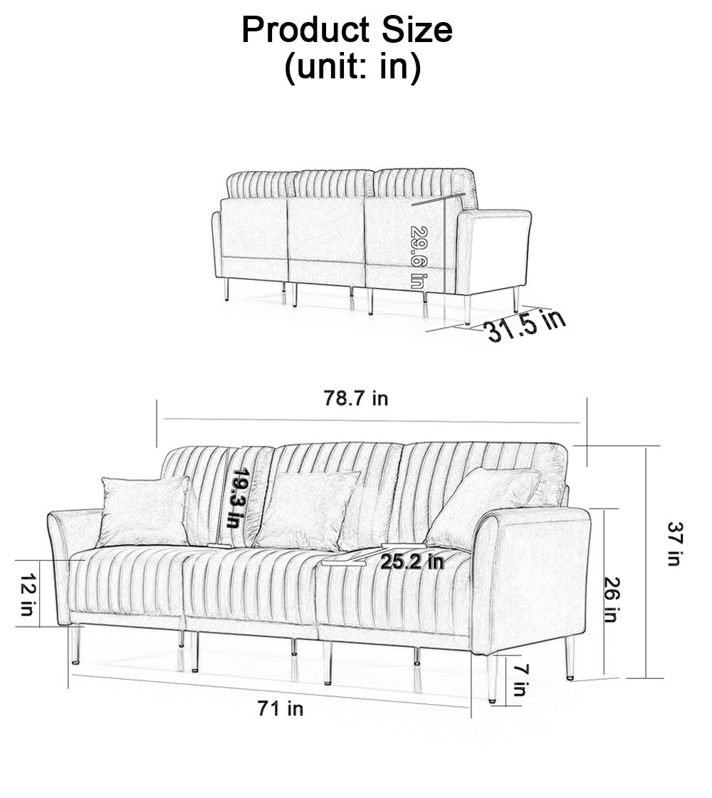 Charisma Luxury Upholstered Modern Couch Sofa