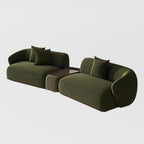 Greenia Modern 4 Seater - Curved Shaped Velvet Upholstered Sofa With Table