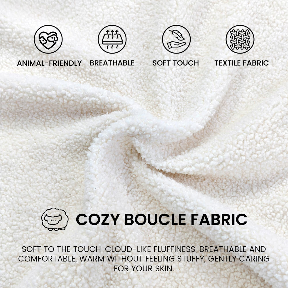 Pearl Modern White Boucle Platform Bed