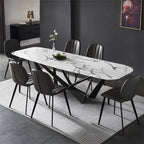 Celestial Modern Luxury 8 Seater Dining Table Rectangle With Marble Top