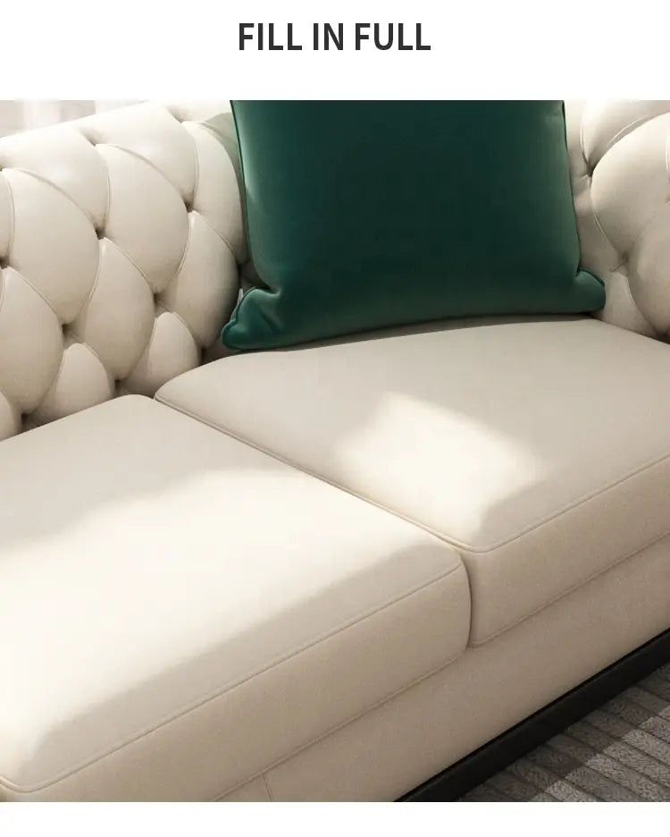 Fila Modern Faux Leather Off White Sofa Set