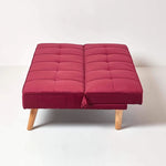 Rosy Velvet Sofa Bed Dark Red 3 Seater Sofa Cum Bed