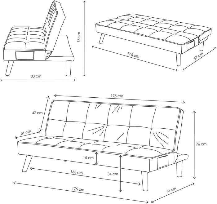 Rosy Velvet Sofa Bed Dark Red 3 Seater Sofa Cum Bed