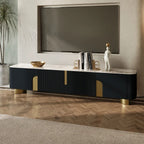 Urbana Modern TV Stand With Marble Top 4 Doors with Storage