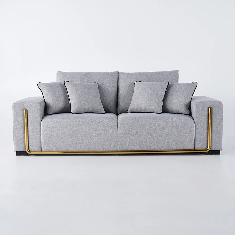 Colossal Modern Gray Cotton & Linen Upholstered Sofa