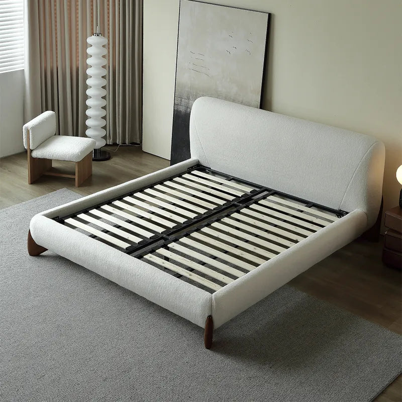 Pearl Modern White Boucle Platform Bed