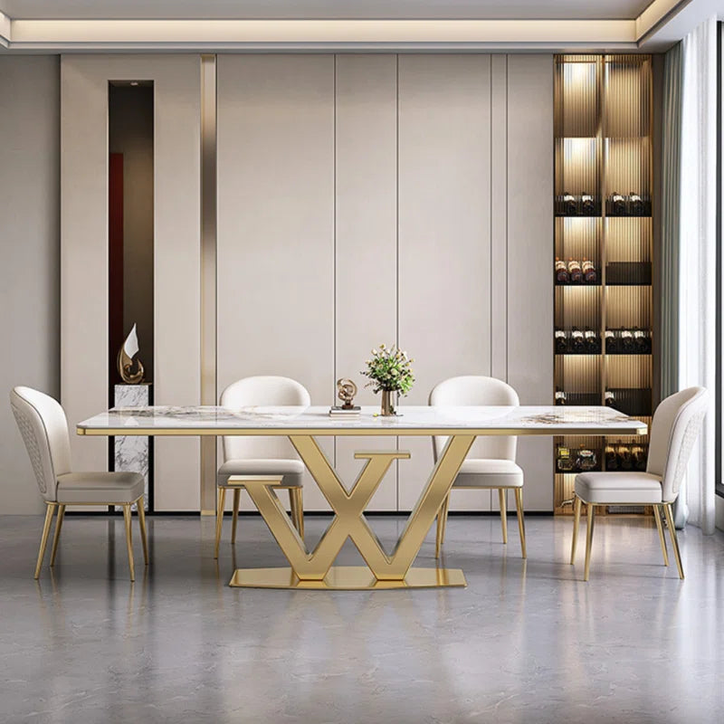 Pedestal Metal Luxury Modern Dining Set