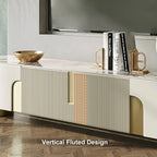 Urbana Modern TV Stand With Marble Top 4 Doors with Storage