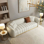 Boss Modern Faux Leather Upholstered 3-Seater Sofa with Gold Legs