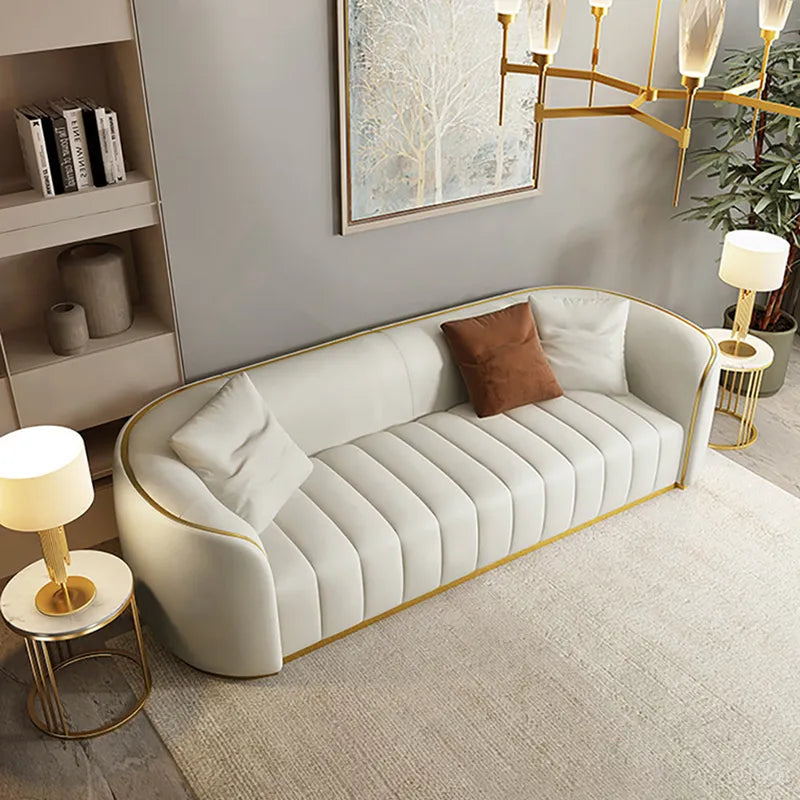 Boss Modern Faux Leather Upholstered 3-Seater Sofa with Gold Legs