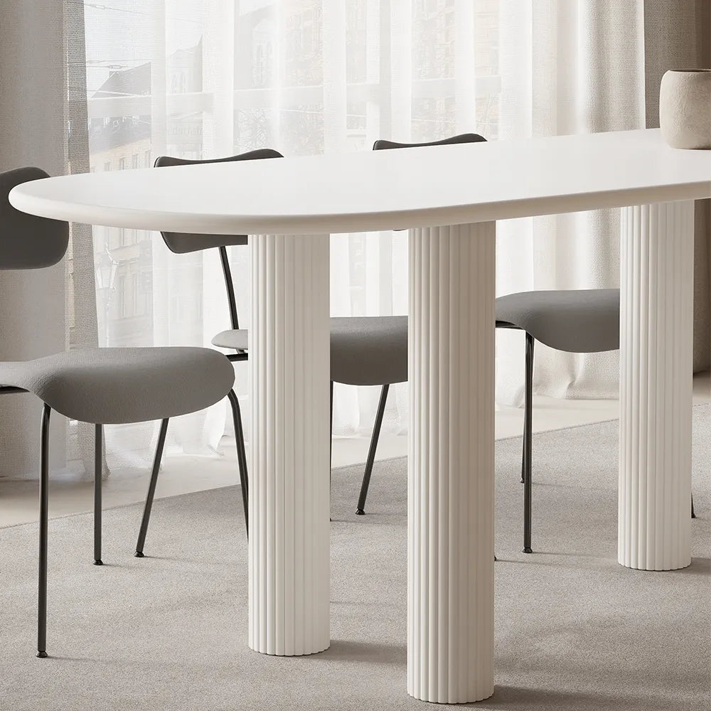 Ryma Modern Oval White 8 Seater Dining Table
