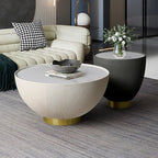 Bongo Modern White & Grey Drum Coffee Table Stone Round Coffee Table