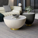 Bongo Modern White & Grey Drum Coffee Table Stone Round Coffee Table