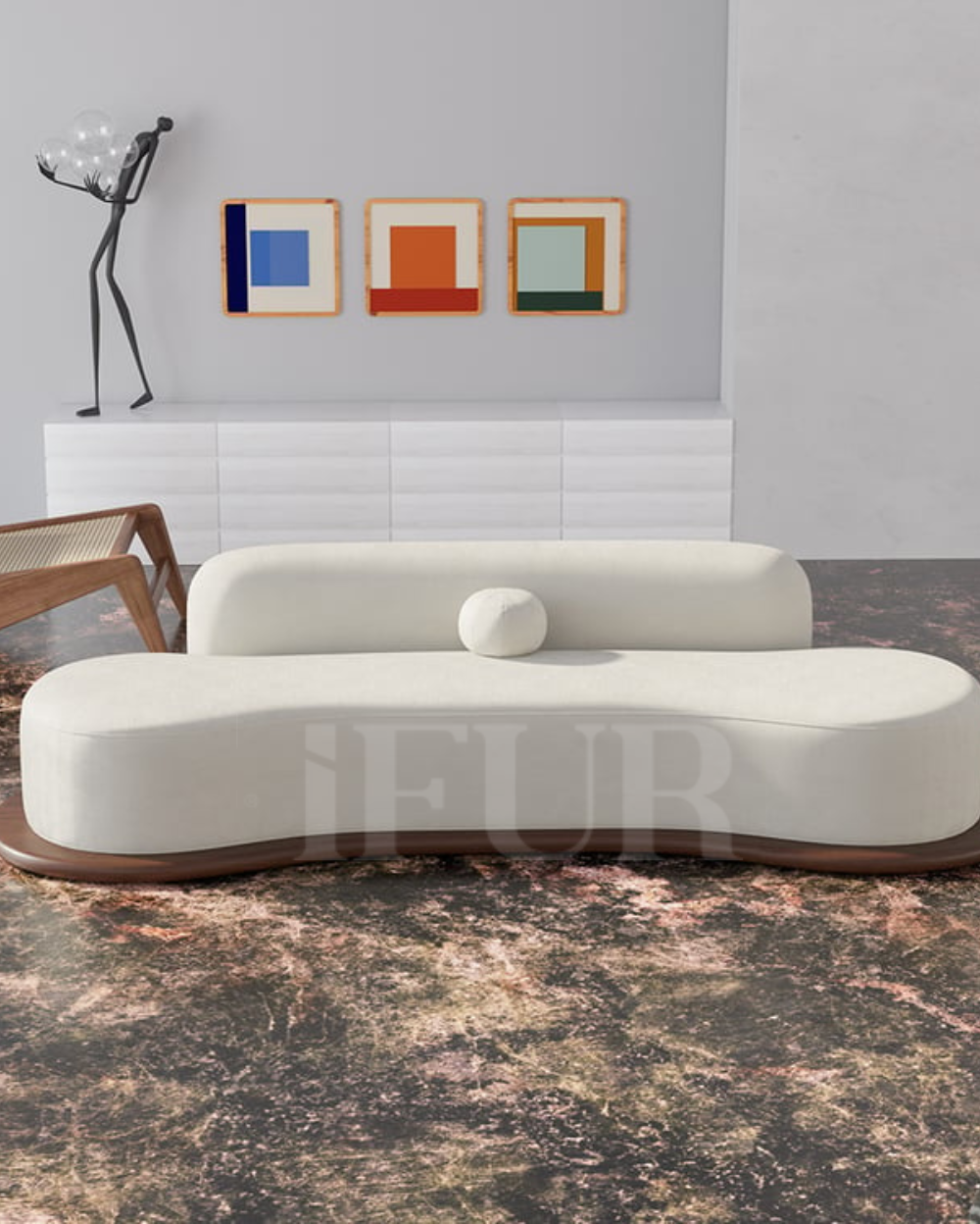 Arcadia Flow 5 Seater Curved Sofa with Low Back Wooden Base