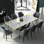 Celestial Modern Luxury 8 Seater Dining Table Rectangle With Marble Top