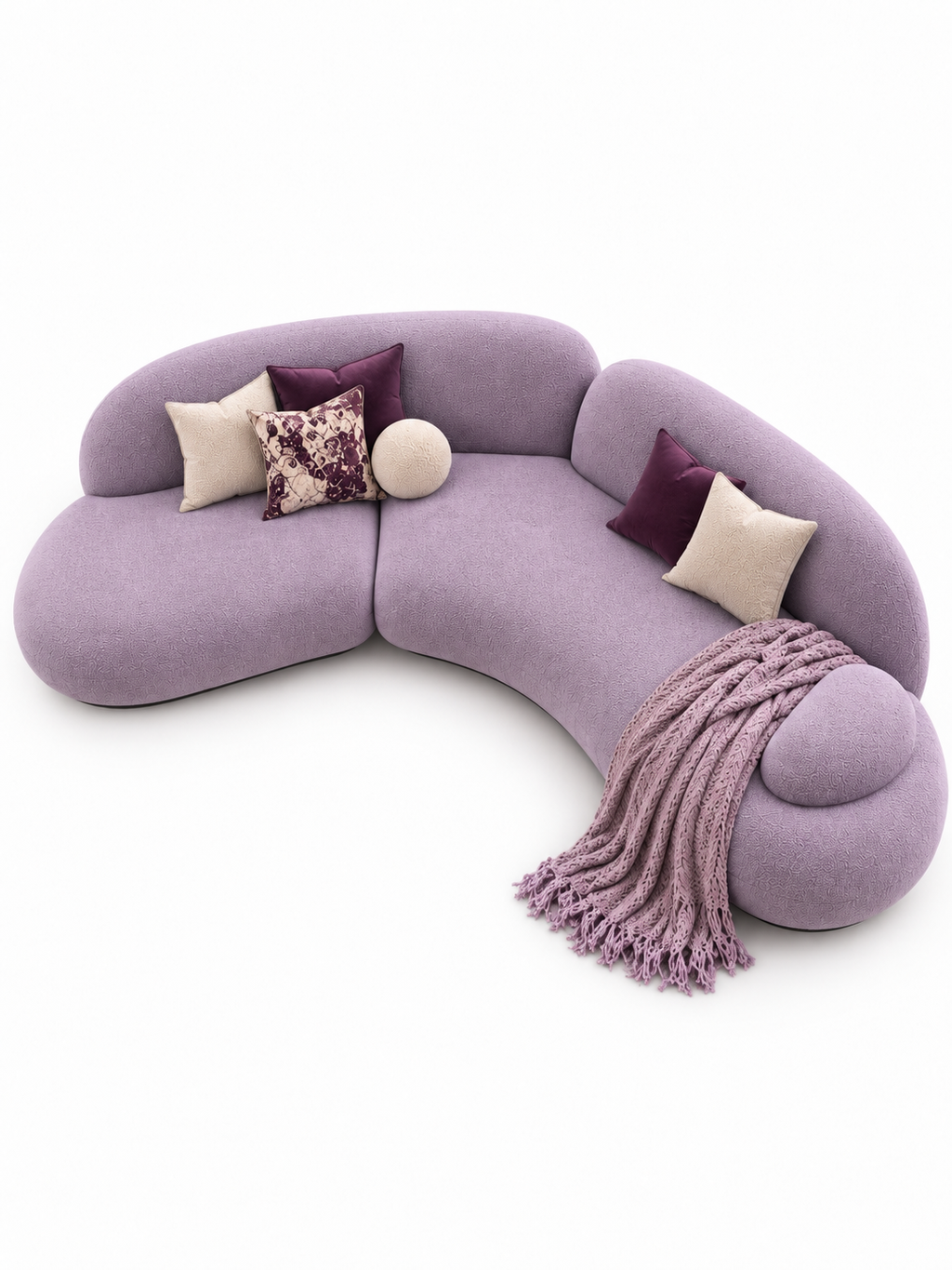 The Lilac Ivy Sofa — Luxury Curved Lavender  Sectional Sofa