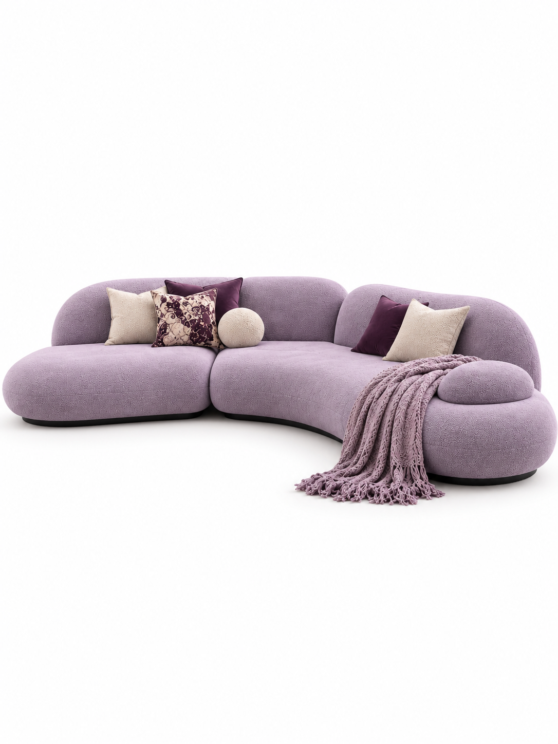 The Lilac Ivy Sofa — Luxury Curved Lavender  Sectional Sofa