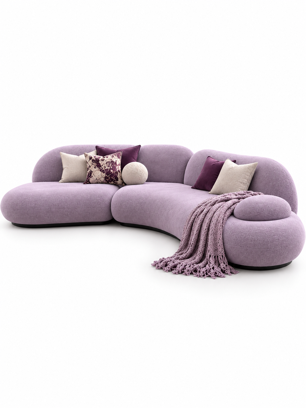 The Lilac Ivy Sofa — Luxury Curved Lavender  Sectional Sofa