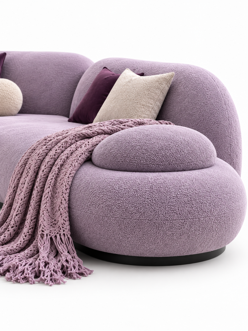 The Lilac Ivy Sofa — Luxury Curved Lavender  Sectional Sofa