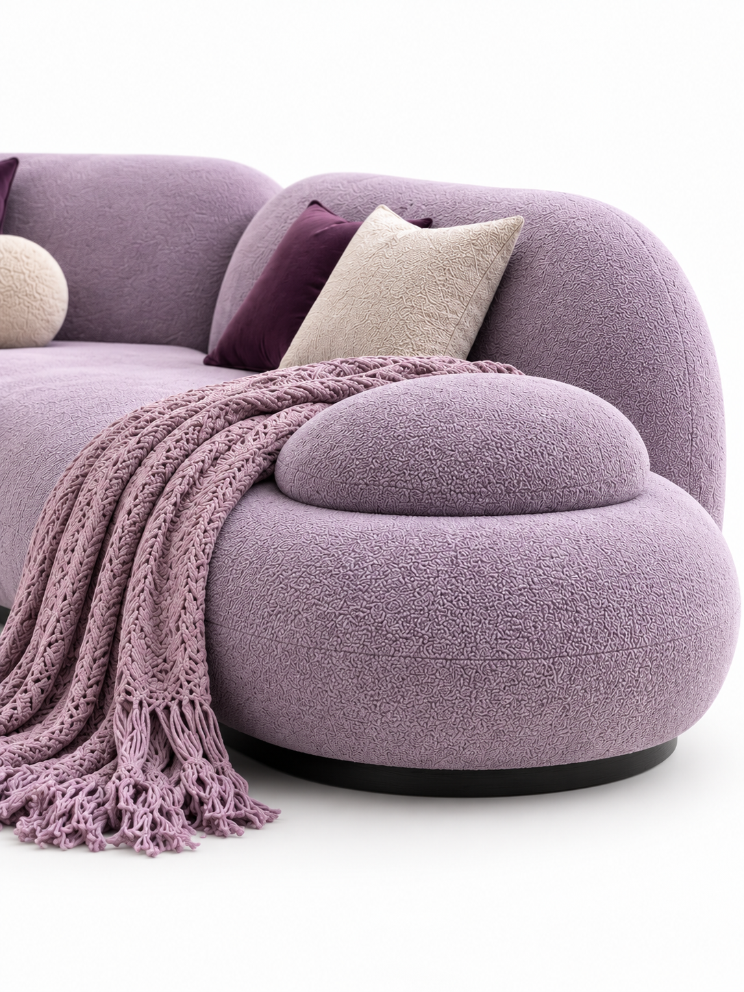 The Lilac Ivy Sofa — Luxury Curved Lavender  Sectional Sofa