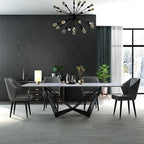 Celestial Modern Luxury 8 Seater Dining Table Rectangle With Marble Top