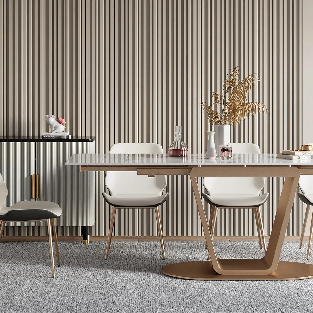 Jace Modern 8 Seater Dining Table With Marble Top