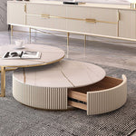 Label Modern Round Stone Top Nesting Coffee Table