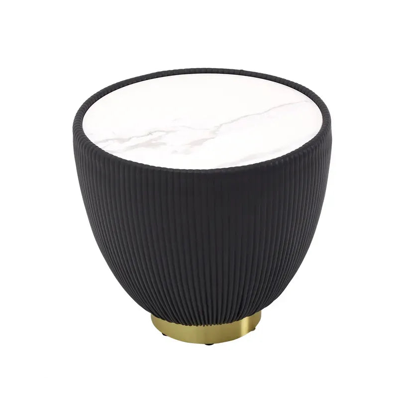Bongo Modern White & Grey Drum Coffee Table Stone Round Coffee Table