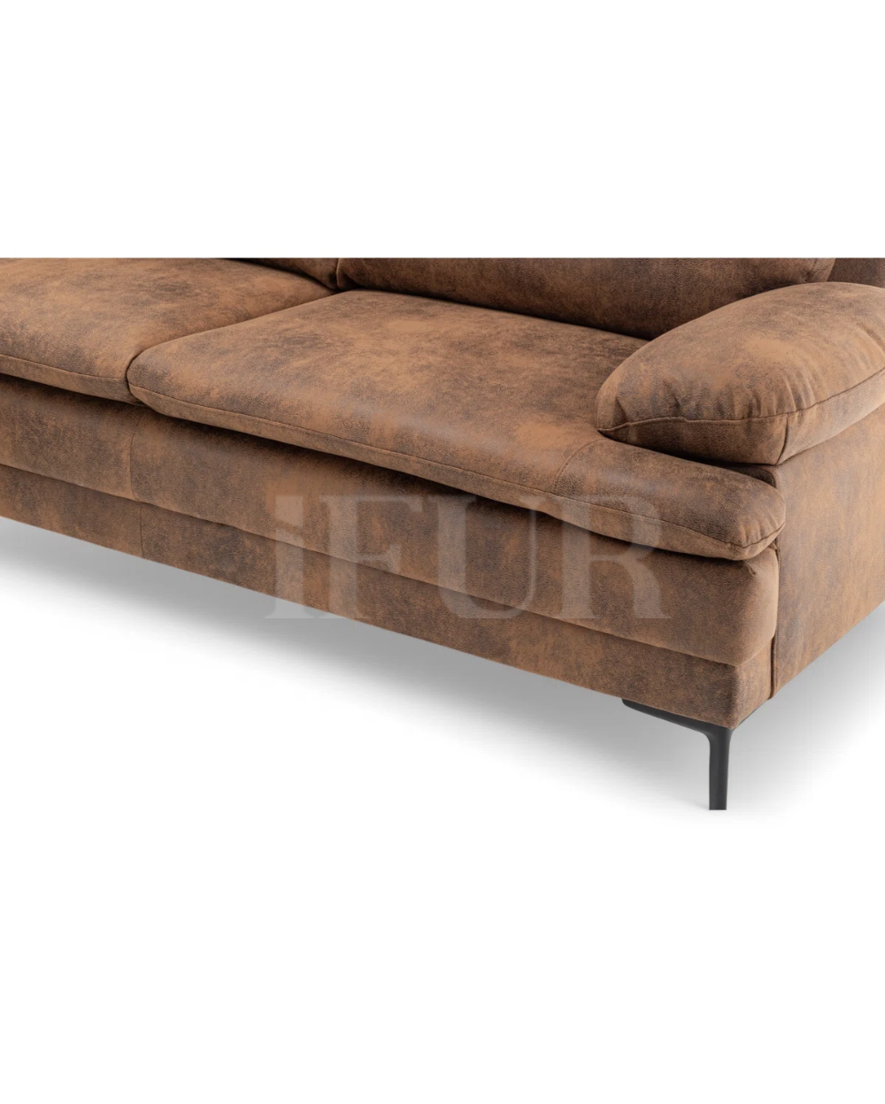 Vintage Upholstered Suede L-Shaped 5 Seater Sofa